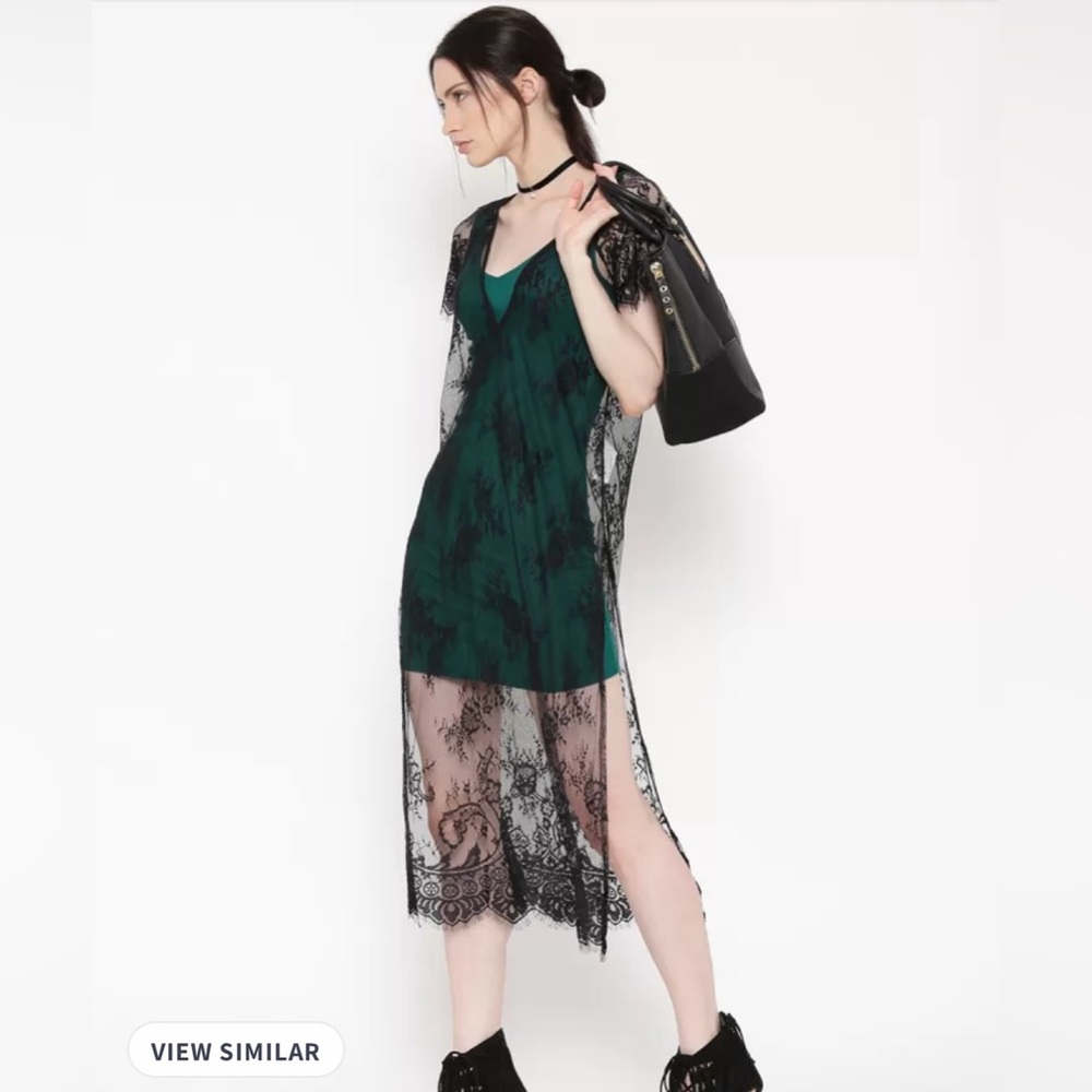 V neck Green Ribbed Dress in Small
